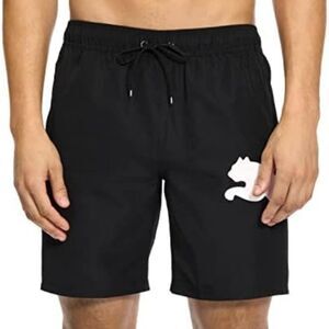 NWT Puma Men's Black Swim Trunk Board Shorts Big Cat Regular Fit - Size S